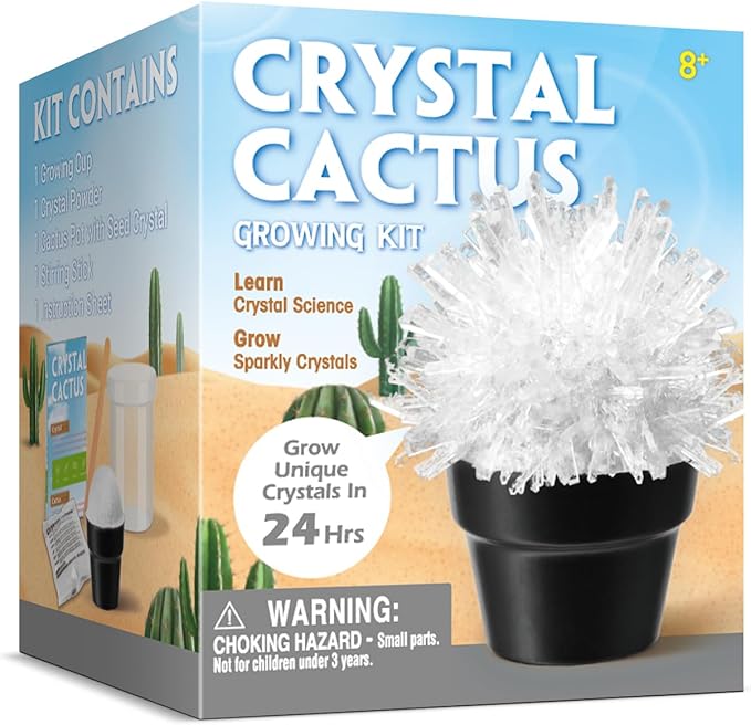 Crystal Growing Kit for Kids, Cactus-White DIY Crystal Science Experiment Set, Grow Your Own Crystals, STEM Educational Chemistry Kit for Boys & Girls Ages 6-12, Fun Science Lab Gift for Kids