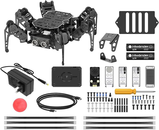 18DOF Hexapod Robot for Arduino Programming, Spider Walking Crawling Self-Balancing AI Vision Voice Control Obstacle Avoidance, STEM Education Open Source Robot with Tutorials, miniHexa Advanced Kit