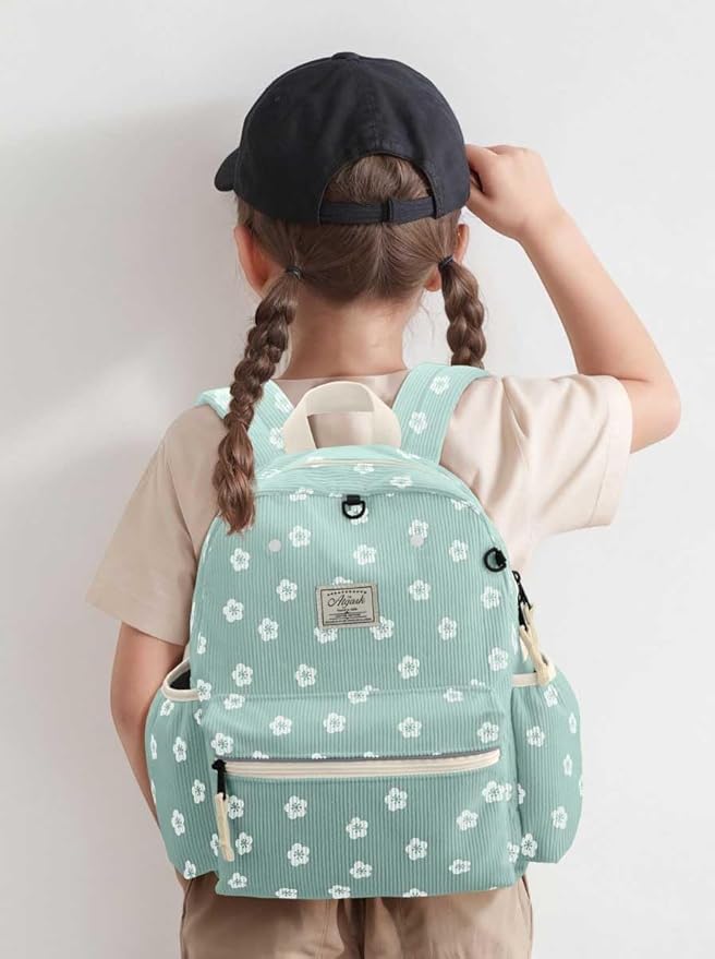 Corduroy Kids Backpack for Girls 6-10: Girls Backpacks for Elementary Kindergarten 15” H Fit Folder