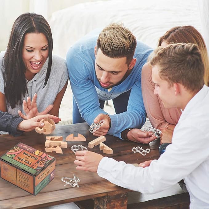 Brain Teasers Metal Puzzles for Kids and Adult, Mind, Logic and Game Test Toy for Teens, Disentanglement 3D Coil Cast Wire Chain Intelligence Toy for Party & Office, Best Puzzle Travel Games (Easy)