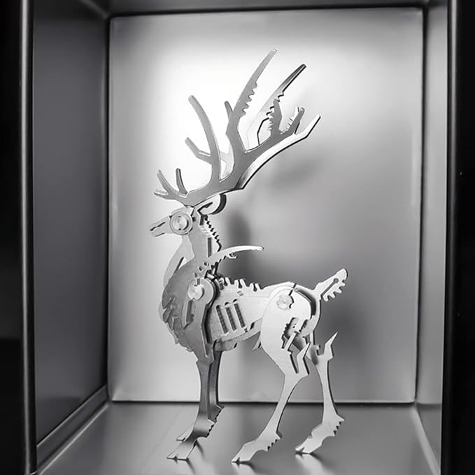3D Metal Model Kits, Mechanical Small Dream Elk 3D Metal Puzzle,Steel Mythology Animal Series DIY Brain Teasers Simple 3D Puzzles Home Decor Art Craft Gifts Toys for Adult