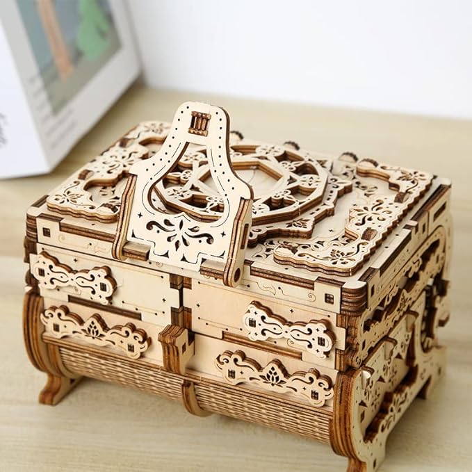 3D Wooden Puzzles Antique Box - Store Your Jewelry - DIY Gift Box, Brainteaser and Puzzle for Christmas/Birthday,Gifts for Adults and Teens to Build Combination