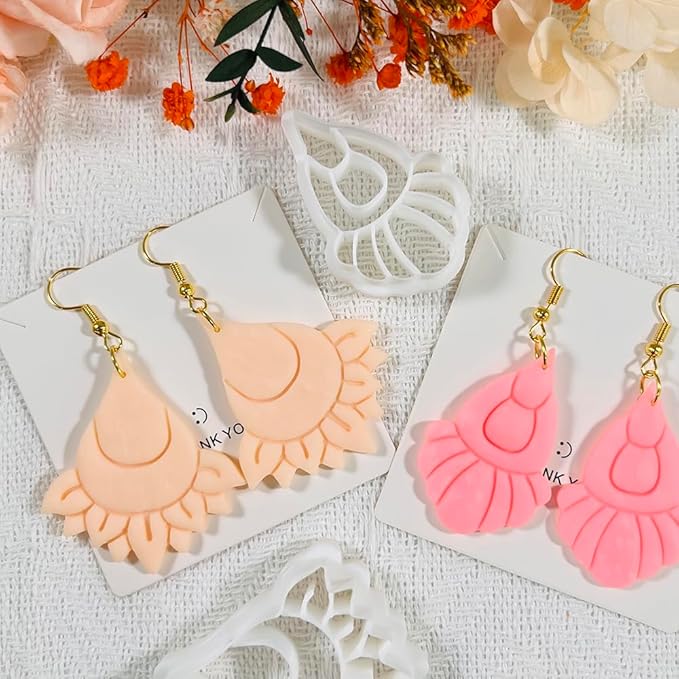 Polymer Clay Cutters Boho Earring Set – 4PCS Mandala Flower & Tribal Clay Cutters for Polymer Clay Jewelry, Clay Earring Cutters and Tools for DIY Craft Making