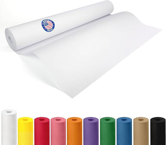 White Kraft Paper Roll 24" x 2160" (180 feet) - USA-Made Quality White Paper 50lb Thickness for Packing, Moving, Shipping & Crafts/Arts - 100% Recyclable Natural Wrap Material by IDL Packaging
