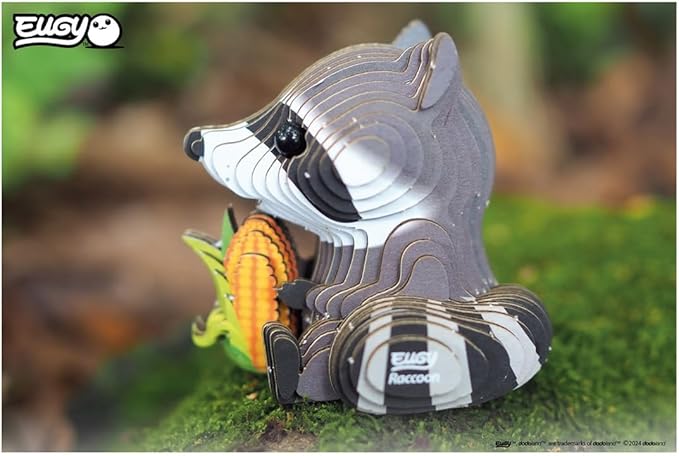 Eugy Raccoon 3D Puzzle - 46 Piece Eco-Friendly Educational Toy Puzzle for Boys, Girls & Kids Ages 6+