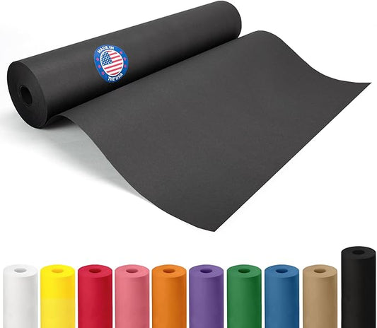 Black Paper Roll 18" x 2160" (180 feet) - USA-Made Black Kraft Paper 50lb Thickness - Ideal for Wrapping, Packing, Moving, Shipping, and Arts & Crafts - 100% Recycled Natural Material by IDL Packaging