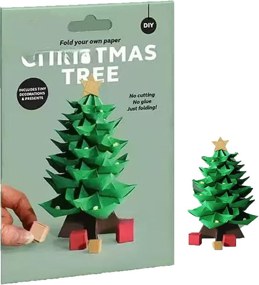 DIY Paper Cats Kit, 50 Sheets Cute Kitten Origami Papercraft, Fun 3D Animal Sculpture Craft, Creative Paper Sculpture Desktop Bookshelf Decoration, Funny Gift for Pet Lovers (Christmas Tree)