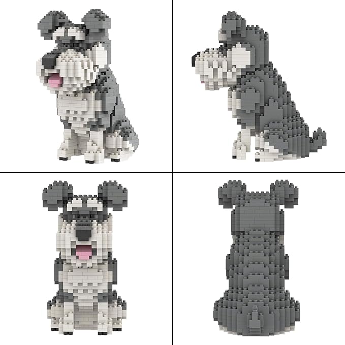 Larcele Mini Building Blocks Animal Set, DIY Micro 3D Building Toy Bricks,934 Pieces KLJM-05(Schnauzer)