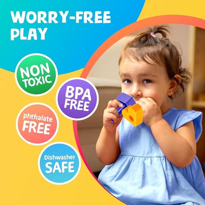 Skoolzy Toddler Peg Board 38 pcs with ebook - Pegboard for Toddlers - Stacking Peg Board - Color Matching & Shape Recognition Toy for Toddlers 3+