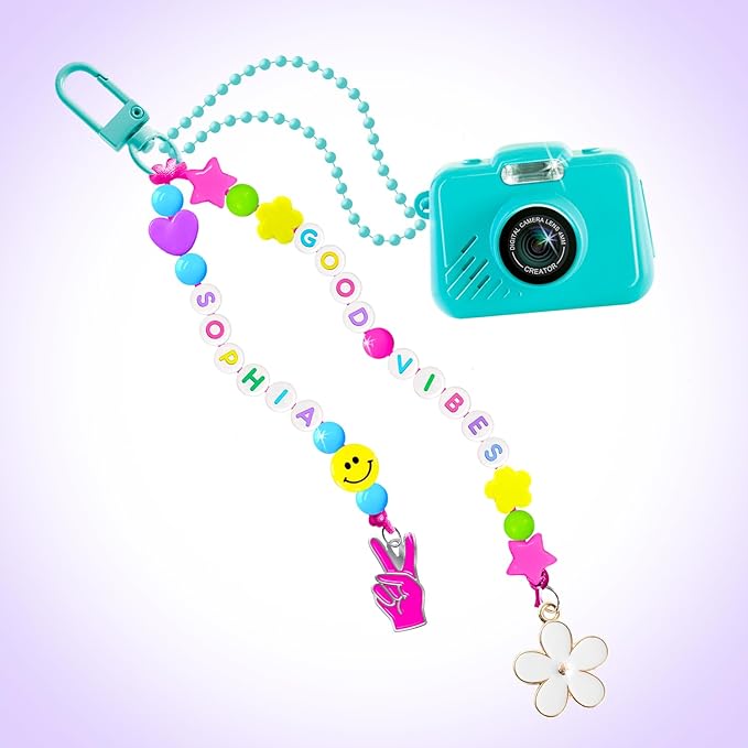 Style 4 Ever Mini Digital Camera Bag Charm Kit – Turquoise: Built in Frames and Filters, DIY Keychain Craft Set for Kids with Stickers & Accessories