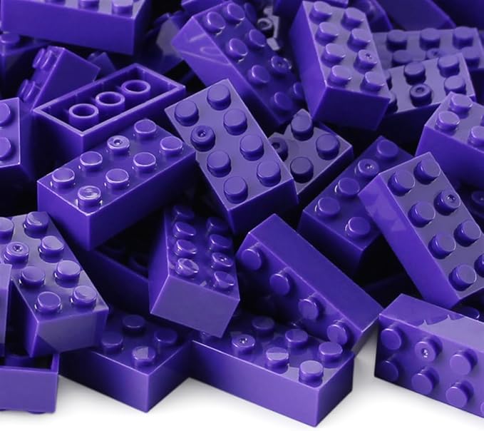 Feleph 100pcs 2x4 Bricks Dark Purple Pieces Parts Classic Building kit Creative Play Set Basic Blocks Toy Accessories Compatible with 3001 Major Brands