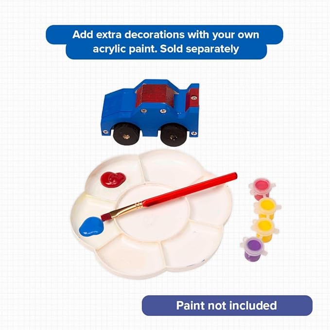 Little Jupiter DIY Wooden Kits w/Stickers - Kids Building Kit - Stem Toys for Ages 4-7 - Wood Crafts for Kids - Woodworking Kits (Monster Truck 1 & 2)