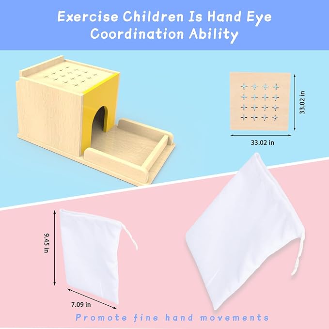 Montessori Toddler Play Kit Montessori Box Toys for 1 Year Old 2 Years Baby Learning Toys Gift Carrot Harvest Game, Matchstick Color Drop Game and Coin Box (5-for-1)