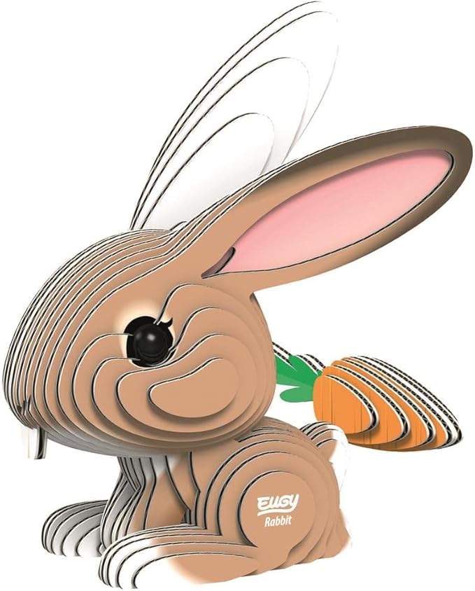 Eugy Rabbit 3D Puzzle, 39 Piece Eco-Friendly Educational Toy Puzzles for Boys, Girls & Kids Ages 6+