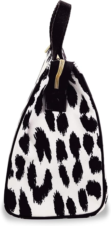 Kate Spade New York Cute Lunch Bag for Women, Large Capacity Lunch Tote, Adult Lunch Box with Silver Thermal Insulated Interior Lining and Storage Pocket (Modern Leopard)