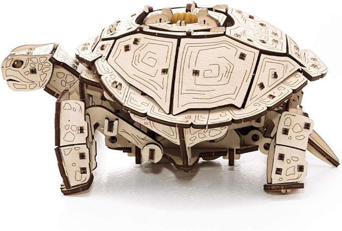 3D Puzzles for Adults DIY Wooden Turtle 3D Puzzle Model Kit with Wind-Up Mechanism & Rubber Band Engine 3D Puzzles for 15 yrs Above & Adults Model Building Kits by Eco Wood Art 269pcs