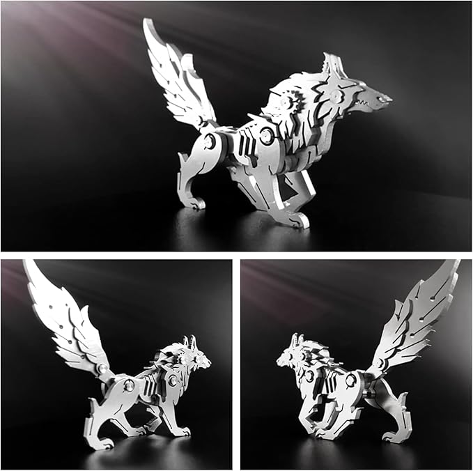 3D Metal Puzzles for Adults, Metal Model Kits for Adults, Mechanical Wolf Mechanical 3D Puzzle Stainless DIY Gifts for Men Women Home Decor Art Craft Gifts Toys.