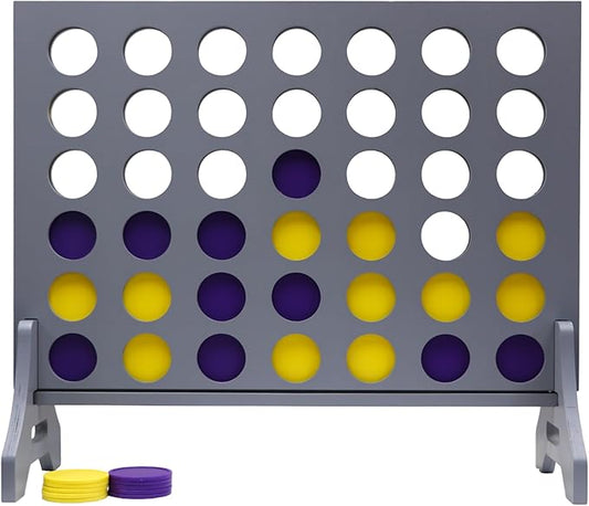 Tailgating Pros Premium Grey Giant Four in a Row with Carrying Case - Jumbo Oversized Outdoor Yard Game - Connect Multiple Pucks in a Row to Win - Many Puck Colors Available!