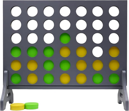 Tailgating Pros Premium Grey Giant Four in a Row with Carrying Case - Jumbo Oversized Outdoor Yard Game - Connect Multiple Pucks in a Row to Win - Many Puck Colors Available!