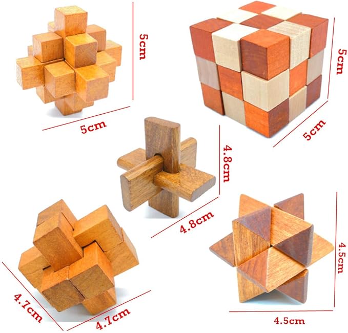 Guaishou Brain Teasers with The Puzzles 21Pcs Unlock Interlock Game IQ Test Toy 3D Wooden and Metal for Party Favor Kids Adults Challenge