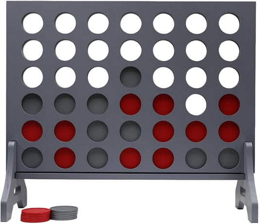 Tailgating Pros Premium Grey Giant Four in a Row with Carrying Case - Jumbo Oversized Outdoor Yard Game - Connect Multiple Pucks in a Row to Win - Many Puck Colors Available!