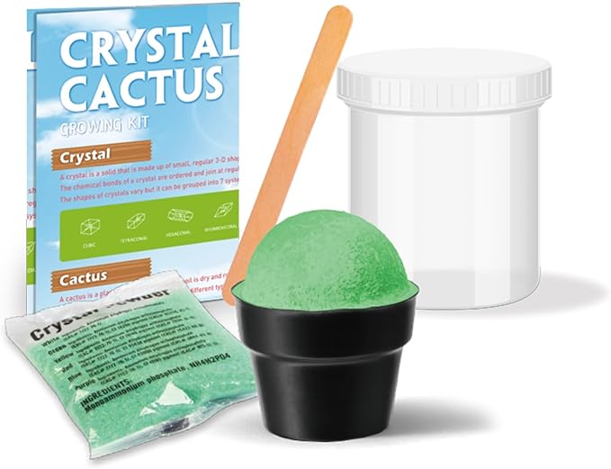 Crystal Growing Kit for Kids, Cactus-Green DIY Crystal Science Experiment Set, Grow Your Own Crystals, STEM Educational Chemistry Kit for Boys & Girls Ages 6-12, Fun Science Lab Gift for Kids