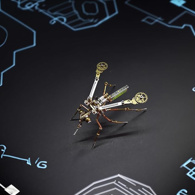 Steampunk Metal Insect Bug Mechanical Sculpture Clockwork 3D Steampunk Metal Puzzle Insects Mosquito Model Personalized Gifts Mind Relaxation Building Project (Mosquito)