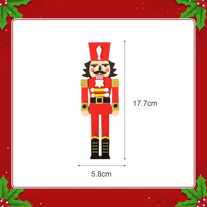 Fennoral 12 Pack Nutcracker Craft Kit for Kids Make You Own Foam Stickers Ornament DIY Christmas Arts and Crafts fo Chirstmas Party Supplies Christmas Tree Decoration