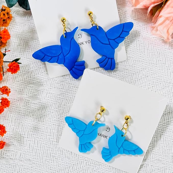 Hummingbird Polymer Clay Cutters – 4 Pcs Clay Cutters for Polymer Clay Jewelry, Bird Shape Clay Earring Cutters, DIY Clay Tools for Earrings and Crafts
