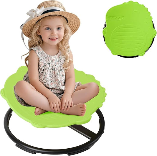 Spinning Chair for Kids, Sensory Integration Training Swivel Chair for Children with Autism & ADHD, for Balance & Body Coordination Training, Green Dinosaur
