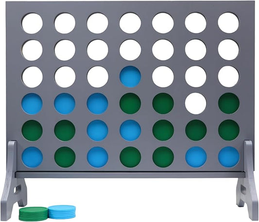 Tailgating Pros Premium Grey Giant Four in a Row with Carrying Case - Jumbo Oversized Outdoor Yard Game - Connect Multiple Pucks in a Row to Win - Many Puck Colors Available!