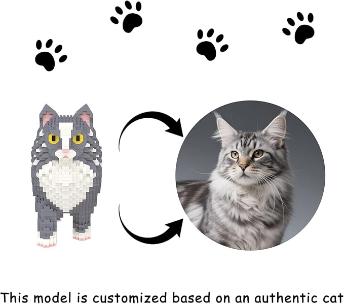 Larcele Micro Building Blocks Set, DIY Mini Building Toy Bricks for Age Over 12 Years, 1834 Pieces KLJM-05 (Maine Coon Cat)