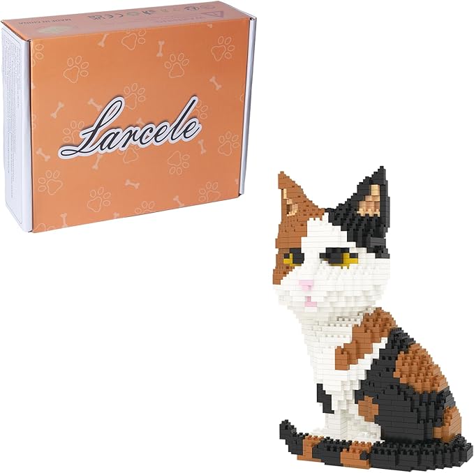 Larcele Cat Micro Building Blocks Animal Set, DIY Mini 3D Building Toy Bricks,1191pcs KLJM-05 (Cat, Model1979)