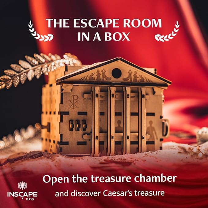 INSCAPE Caesar´s Riches Puzzle Box - Cluebox - Wooden Escape Room in A Box for Adults - Mind Puzzles - Puzzle Boxes with Hidden Compartments - Birthday Gift Gadget for Men and Women