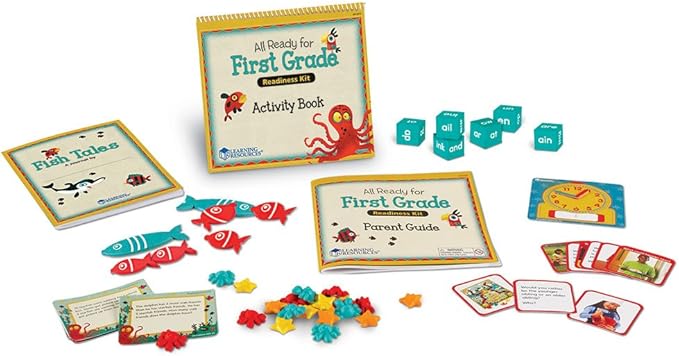 Learning Resources All Ready for First Grade Readiness Kit, Back to School Activities, School Preparation Toys, Homeschool, 32 Page Guide Included, Ages 5+
