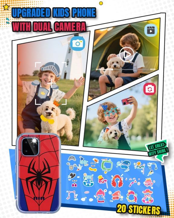 Kids Smart Phone, 3.5'' Touchscreen Kid Phones with Dual Camera, Educational Toddler Learning Toys for 3-10 Year Old Boys, Christmas Birthday Gifts, Music Player, Habit Tracker, Games