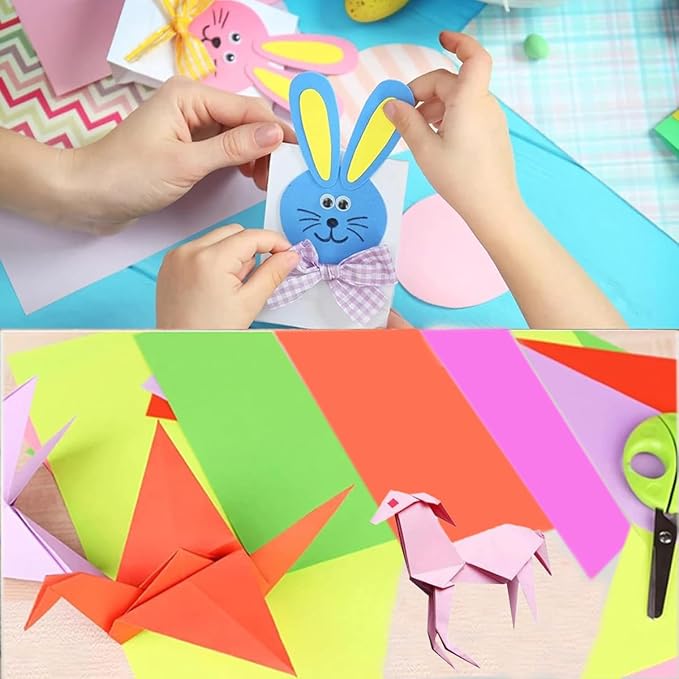 Vibrant Color A4 Origami Paper - 100 Sheets, 10 Assorted Colors - Acid-Free, Printer-Friendly Craft Paper for Kids Art, DIY Projects & Scrapbooking
