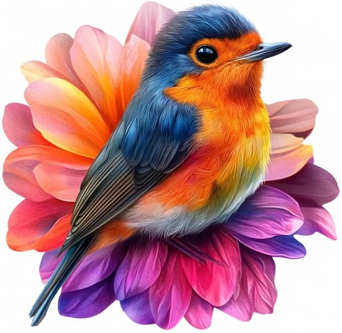 Wooden Puzzle for Adults, Hummingbird Jigsaw Puzzles 200 Piece, Unique Shapes Family Puzzle for Adults and Kids, Beautiful Package, Best Gift for Family Friends Medium 11.2x11.1in