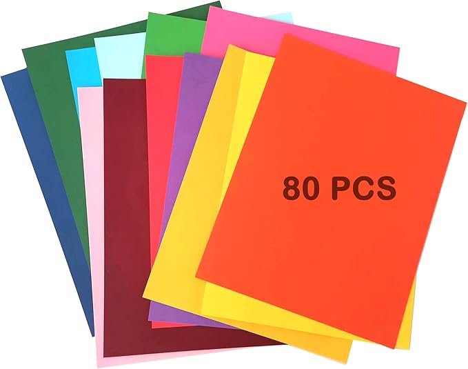 80 Sheets Colored Cardstock Paper 20 Assorted Colors, 8.5” x 11” Colorful Card Stock Printer Paper 200 GSM A4 Cardstock Colored Paper for Card Making, Kids Craft, Scrapbooking, Party Decor.