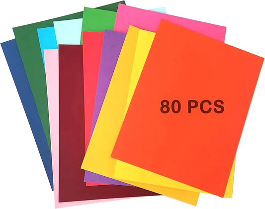 80 Sheets Colored Cardstock Paper 20 Assorted Colors, 8.5” x 11” Colorful Card Stock Printer Paper 200 GSM A4 Cardstock Colored Paper for Card Making, Kids Craft, Scrapbooking, Party Decor.