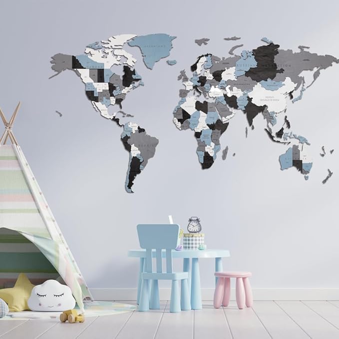 EWA Eco-Wood-Art - Wooden Puzzles for Interior and Design - World map - Souvenir, Gift, Kitchen, Home Decor, Interior (Smoky Dreams 114 Pieces)