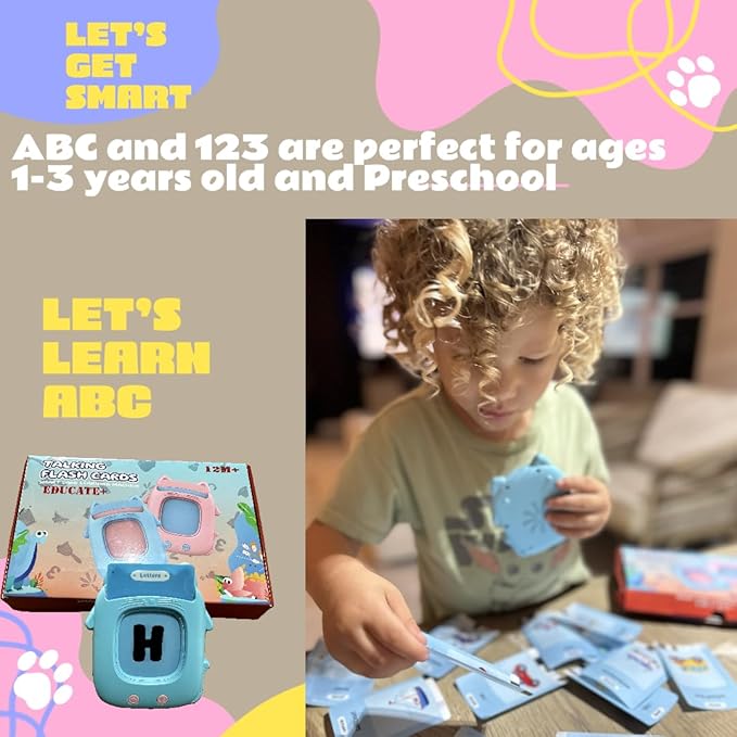 274 Durable Talking Flash Cards with Electronic Reader & Carrying Ring, Pocket Speech, Sensory Toys for Kids with Autism, Toddler Learning Toys, Presents Gifts for Grandkids Boys & Girls Ages 1-4
