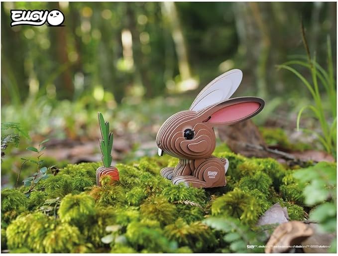 Eugy Rabbit 3D Puzzle, 39 Piece Eco-Friendly Educational Toy Puzzles for Boys, Girls & Kids Ages 6+