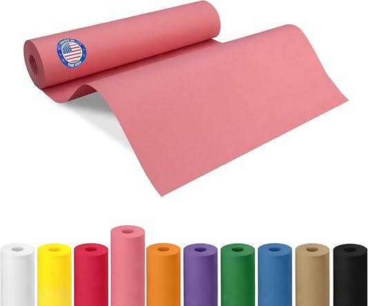 12" x 1200" (100 feet) Pink Kraft Paper Roll - USA-Made Quality Craft Paper for Gift Wrapping, Kids' Arts & Crafts, School Projects - 100% Recycled Natural Material 50lb Thickness by IDL Packaging