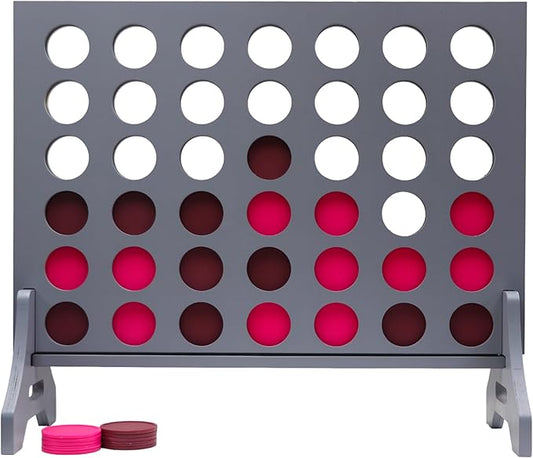 Tailgating Pros Premium Grey Giant Four in a Row with Carrying Case - Jumbo Oversized Outdoor Yard Game - Connect Multiple Pucks in a Row to Win - Many Puck Colors Available!