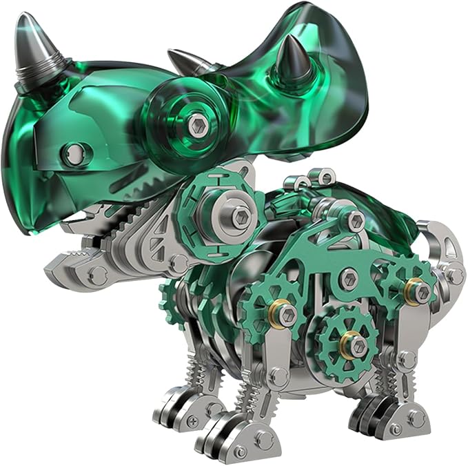 3D Metal Puzzles,3D Metal Puzzle for Adults,Mechanical Dinosaur Model Kit Triceratops,Steel 3D Puzzles Stainless Steel Ornaments for Adults Home Decor Art Craft Gifts Toys.
