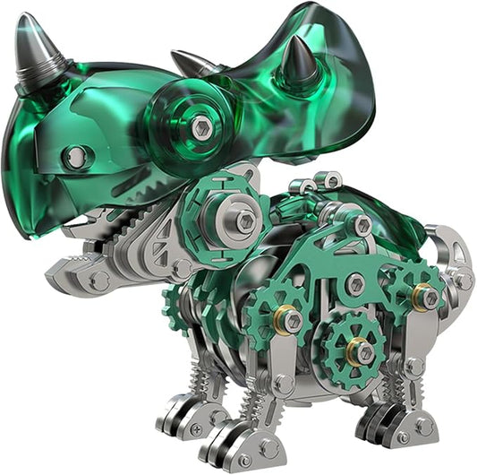 3D Metal Puzzles,3D Metal Puzzle for Adults,Mechanical Dinosaur Model Kit Triceratops,Steel 3D Puzzles Stainless Steel Ornaments for Adults Home Decor Art Craft Gifts Toys.