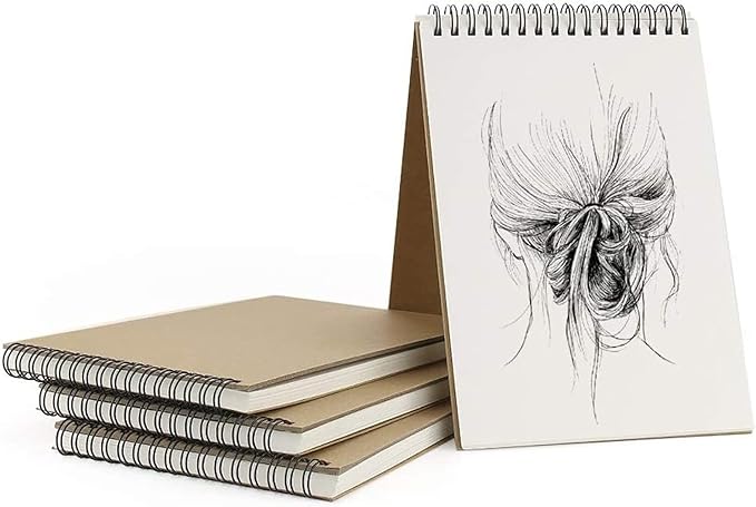 JOIKIT 30 Pack A6 Spiral Sketch Book, 4x6 Inch Spiral Bound Drawing Pad, Small Blank Steno Pads Kraft Cover Spiral Notebook for Sketching, Doodling, Painting, 60 Sheets/120 Pages, Brown