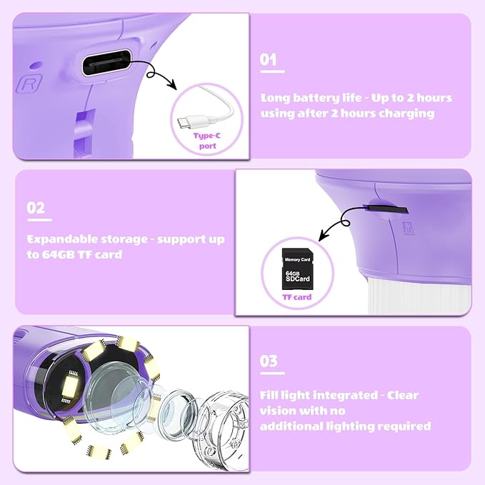 Kids Microscope, 1000X Portable Digital Microscope with 2.4" IPS Screen & 8 LEDs, USB Rechargeable, STEM Educational Science Kit, Great Christmas & Birthday Gift for Children Ages 3-12