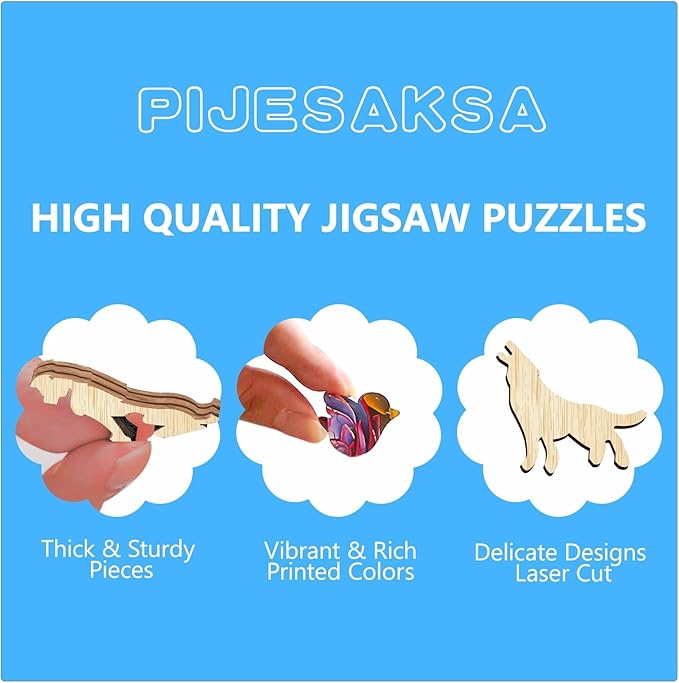 Wooden Puzzles for Adults, Flat Puzzle with 3D Visual Effect, Aurora World Wooden Jigsaw Puzzles for Adults 300 Pieces, Winter Wood Puzzles Adult, Unique Shape, Wall Art Canvas Puzzle (L-13.4*13.4in)